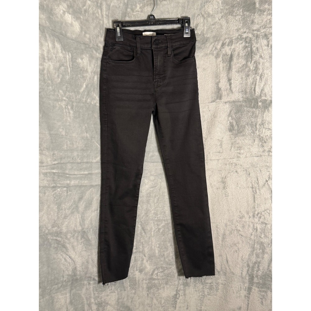 Frame Le High Skinny Jeans Blackfinn High Rise Raw Hem Size 24 LHSKSH208 NEW